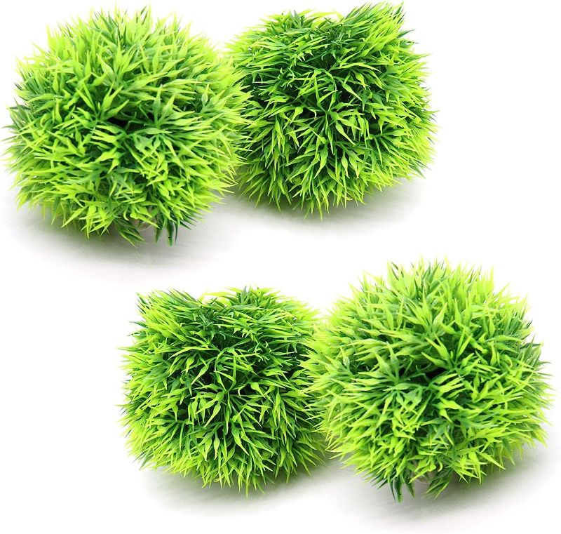 Photo 1 of (3 Packs) Besimple 4 Pack Aquarium Plastic Plants Grass Ball, Artificial Marimo Balls Green Water Plants Fish Tank Decorations