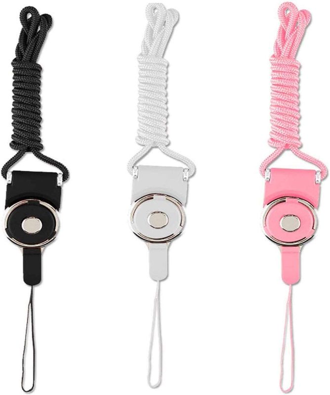 Photo 1 of (2 Pack) 3Pcs Detachable Cell Phone Neck Lanyard Strap - Ideal for Cellphone,ID Card Badge,Camera,iPod,Mp3,PSP,USB Flash Drive and Any Other Electronic Devices with a Lanyard Hole-Black+White+Pink