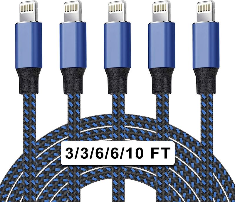 Photo 1 of [Apple MFi Certified] iPhone Charger 5Pack(3/3/6/6/10 FT)Long Lightning Cable Fast Charging High Speed Data Sync USB Cable Compatible iPhone 14/13/12/11 Pro Max/XS MAX/XR/XS/X/8/7/Plus/6S iPad AirPods
