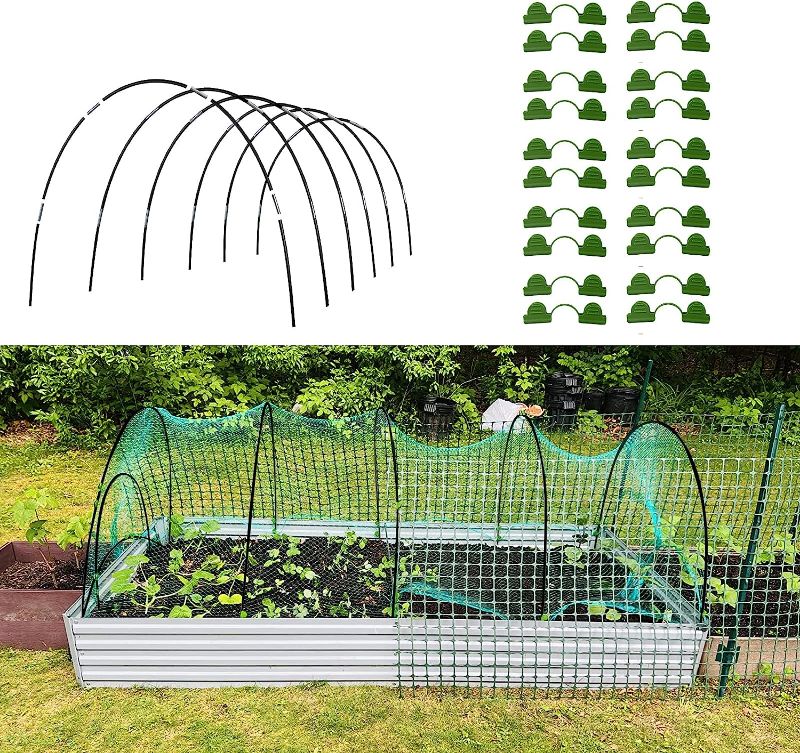 Photo 1 of Garden Hoops for DIY Grow Tunnel, Rust-Proof Fiberglass Support Frame Greenhouse Hoops for Raised Beds, Garden Fabric, Netting, Plant Shade Cloth, Row Cover, DIY Plant Support Garden Stakes, 30pcs