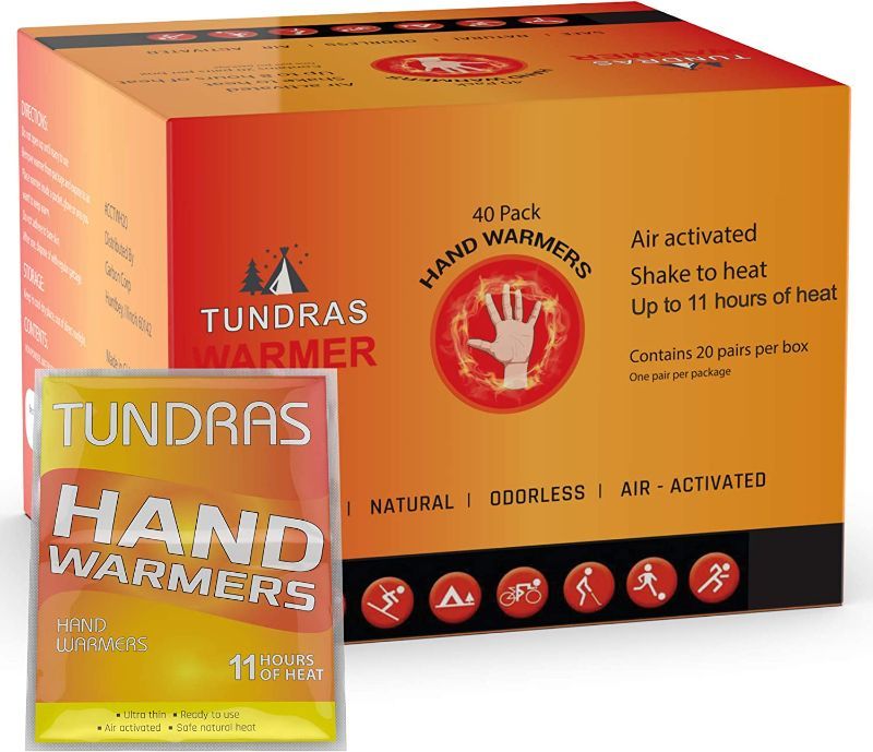 Photo 1 of Hot Hand Warmers 11 Hours Long Lasting - 40 Count - Natural Odorless Safe Single Use Air Activated Heat Packs for Hands, Toes and Body - Up to 11 Hours of Heat - TSA Approved
