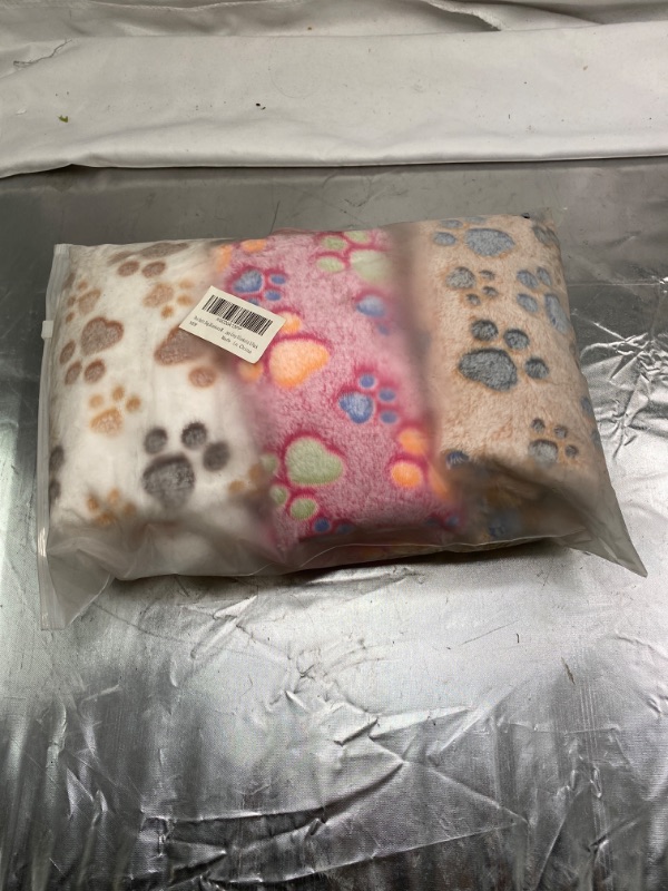 Photo 2 of Pet Soft 1 Pack 3 Blankets Dog Blankets Medium - Fluffy Cats Dogs Blankets for Small Medium Dogs, Cute Paw Print Pet Throw Puppy Cozy Blankets 3 Pack (Paw, 3M)