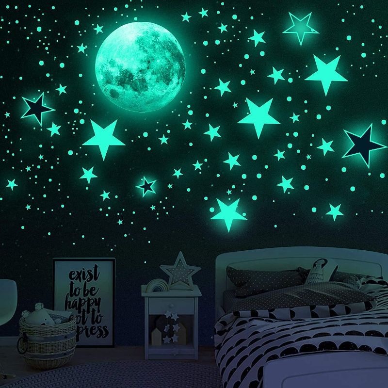 Photo 1 of Glow in The Dark Stars for Ceiling, 1120PCS Airsnigi Glow in The Dark Wall Decals Long-Lasting Glowing Star Wall Stickers Perfect Gifts for Kids Room Decor, Halloween, Christmas-Green