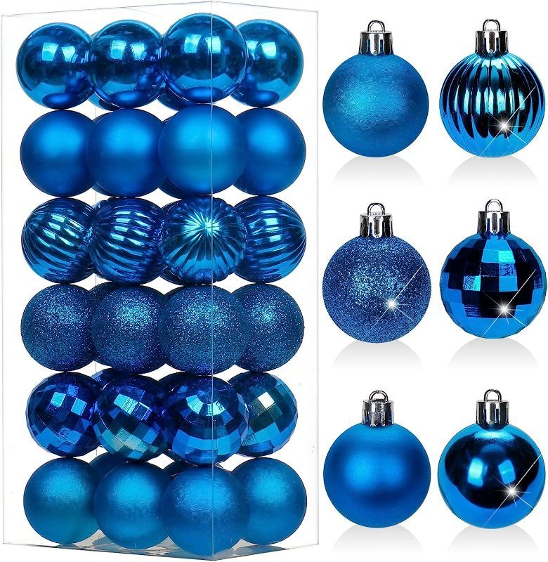 Photo 1 of 1.57" Blue Christmas Ball Ornaments 36 Pcs Mini Shatterproof Christmas Tree Decorations Xmas Tree Christmas Ornaments Balls with Hanging Loop for Wedding House Holiday Party Wreath Home Decor