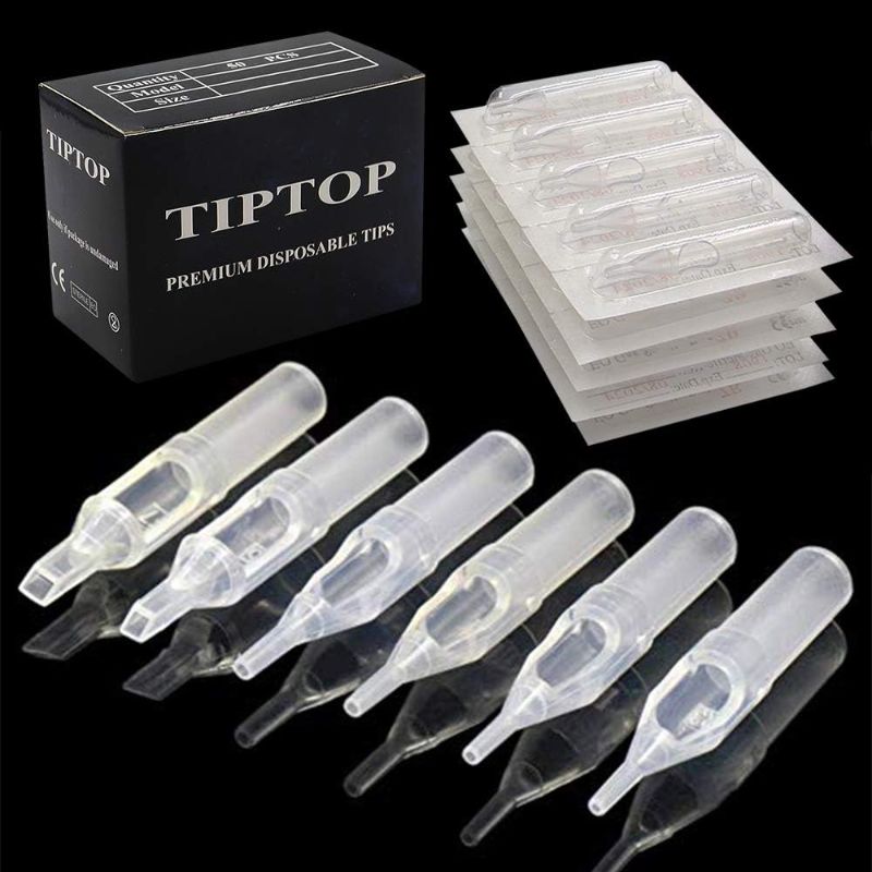 Photo 1 of 100pcs Disposable Tattoo Tips,Tazay Clear Plastic Tattoo Tips Tubes For Tattoo Needles Round Diamond Flat/Magnum Sterilize Tips Grips Tattoo Supplies (5DT)