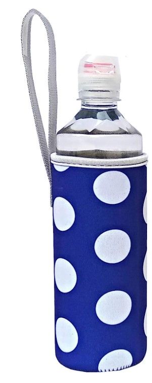 Photo 2 of (2 Packs) Insulated Neoprene Water Bottle Coozie/Bag Pouch/Cover/Carriers/Holder/Tote Bag/Huggie/Sleeve for 12oz -16.9oz Water and Drink Bottles, Pack of 2 (Purple Dots x2)
