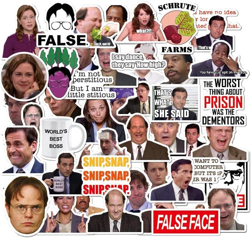 Photo 1 of (2 Pack) The Office Stickers Pack of 50 Stickers - The Office Stickers for Laptops, The Office Laptop Stickers, Funny Stickers for Laptops, Computers, Hydro Flasks (The Office-A)