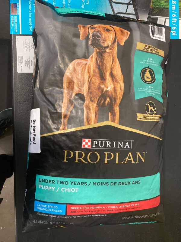 Photo 3 of Purina Pro Plan High Protein Large Breed Puppy Food With Probiotics, Beef & Rice Formula - 18 lb. Bag