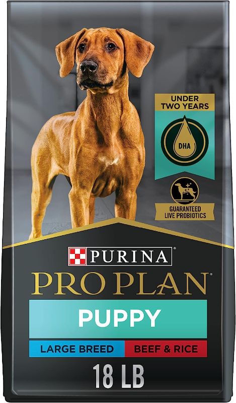 Photo 1 of Purina Pro Plan High Protein Large Breed Puppy Food With Probiotics, Beef & Rice Formula - 18 lb. Bag