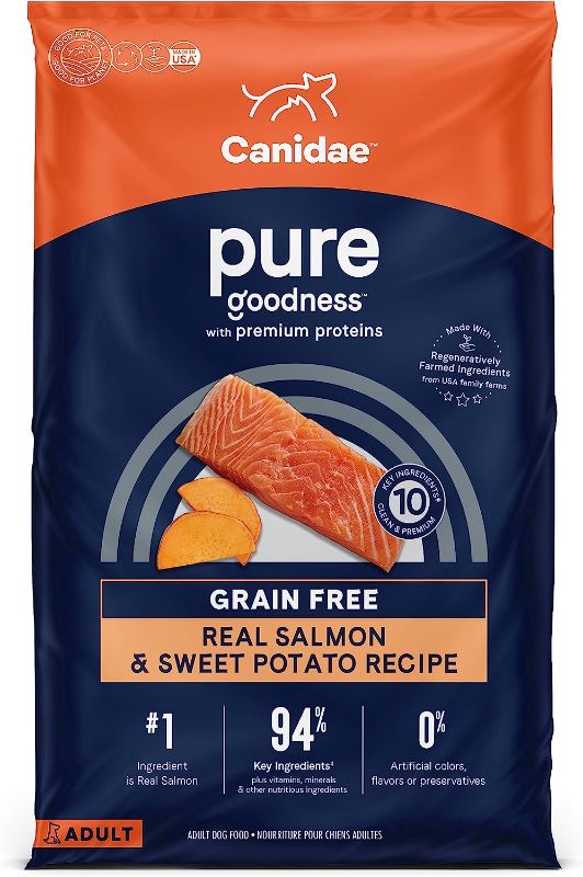 Photo 1 of Canidae Pure Limited Ingredient Premium Adult Dry Dog Food, Real Salmon & Sweet Potato Recipe, 24 lbs, Grain Free
