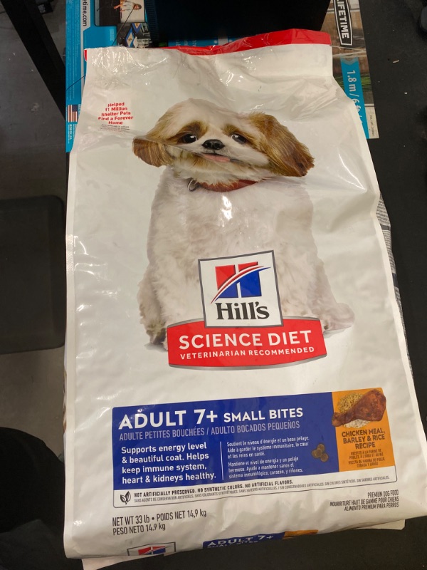 Photo 2 of Hill's Science Diet Dry Dog Food, Adult 7+ for Senior Dogs, Small Bites, Chicken Meal, Barley & Brown Rice Recipe, 33 lb. Bag