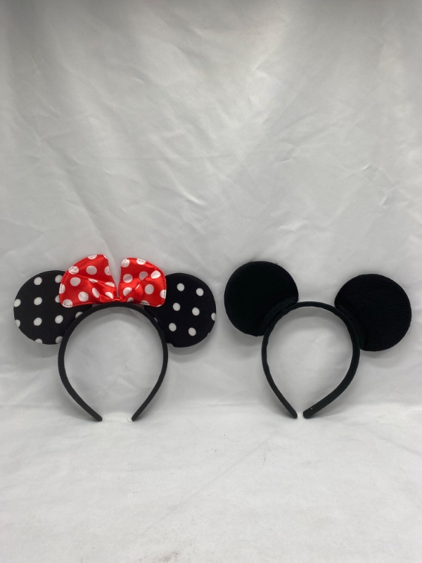 Photo 2 of FANYITY Mickey Ears, 2 Pcs Minnie Costume Ears Headbands Hair Band for Party
