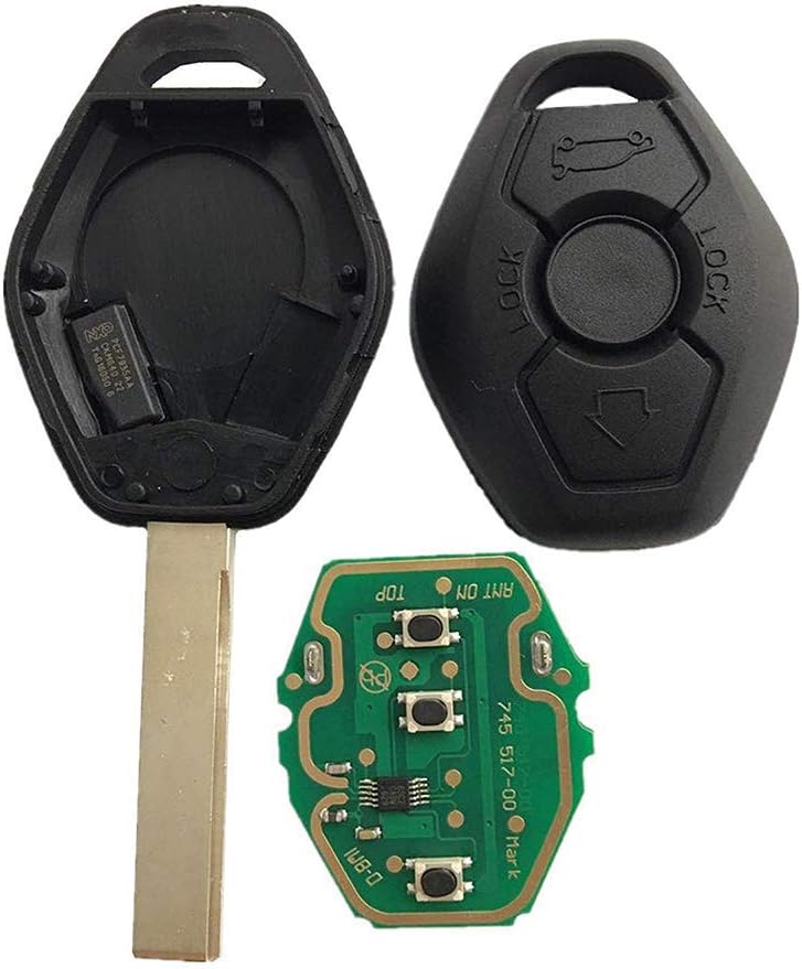 Photo 1 of Dudely New Uncut Chip Chip ID44 315MHz 433MHz Keyless Entry Remote Control Car Key Replacement for BMW LX8 FZV Z4 X 3 X5 E46 Series 3 5 6 7 Z3(Include Electronic,Battery and Chip)