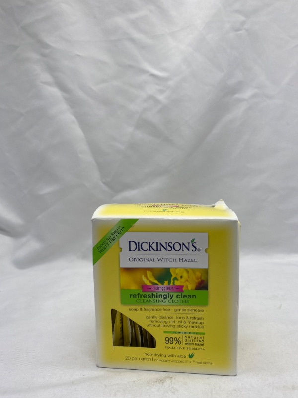 Photo 2 of 2 Pack Dickinson's Cleansing Cloths, Original Witch Hazel, Refreshingly Clean, Singles - 20 cloths