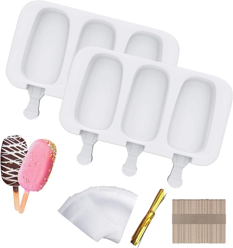 Photo 2 of Ouddy Life Popsicle Molds Set of 2, Ice Pop Molds Silicone 4 Cavities Ice Cream Mold Oval Cake Pop Mold with 50 Wooden Sticks for DIY Popsicle, White

5 Pieces Silicone Dish Scrubber,Silicone Sponge Dish Brush Circular and Round Silicone Dishwashing Brush