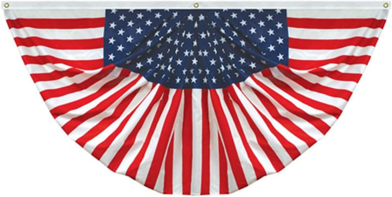 Photo 1 of Americana Fan Flag 6, 1.5 X 3' Pleated Printed Bunting USA Patriotic Decor 