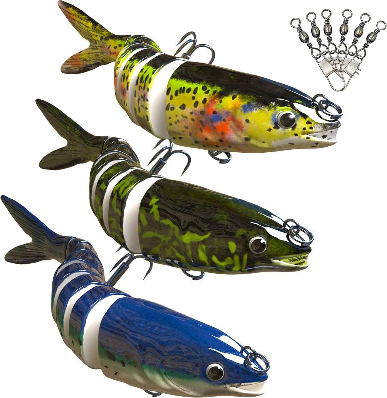 Photo 1 of Fishing Lures Kit, 3PCS Multi Jointed Swimbait Slow Sinking Lures for Bass Trout Fishing, Lifelike Swimming Fishing Lures in Freshwater or Saltwater, Fishing Lure Kit with Bait Storage Box

Owner Ultrahead Shaky Head Jig Hook 4 PACK