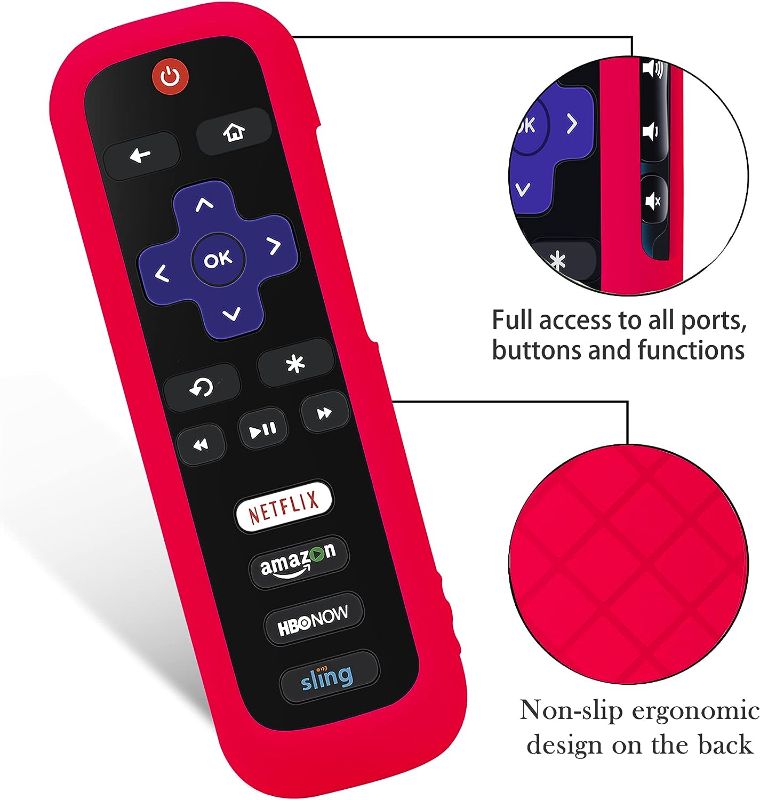 Photo 1 of Remote Case for Roku, Battery Cover for TCL Roku Smart TV Steaming Stick Remote, Roku TV Remote Cover Silicone Protective Controller Universal Sleeve Skin Red