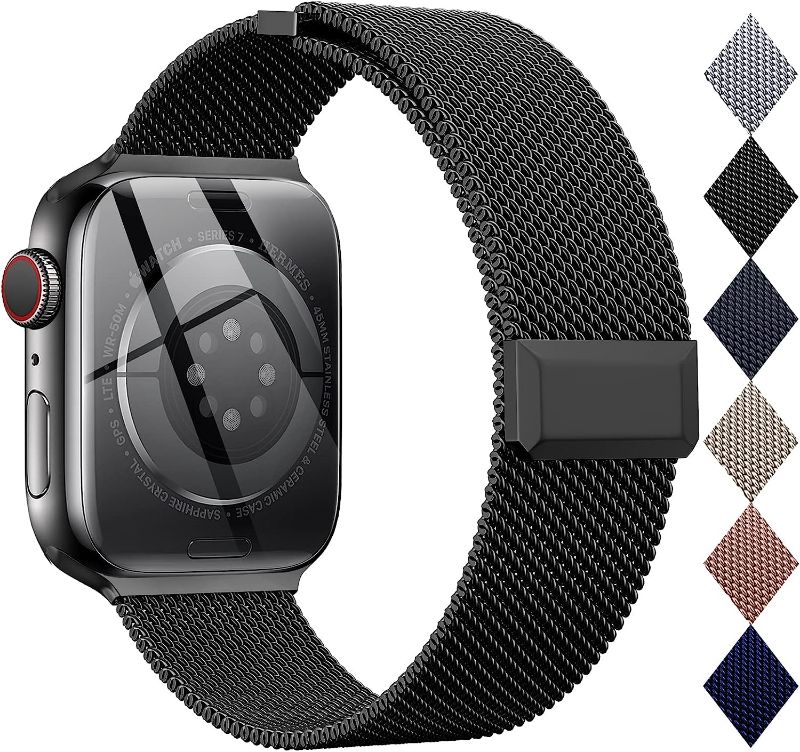 Photo 1 of Compatible with Apple Watch Band 42mm 44mm 45mm 49mm 38mm 40mm 41mm,Stainless Steel Mesh Loop Magnetic Clasp for iWatch Bands Ultra Series 8 SE 7 6 5 4 3 2 Women Men