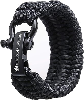 Photo 1 of The Friendly Swede Trilobite Extra Thick Paracord Bracelet with Stainless Steel Black Bow Shackle, Survival Bracelets, Paracord Bracelets for Men - Adjustable Size