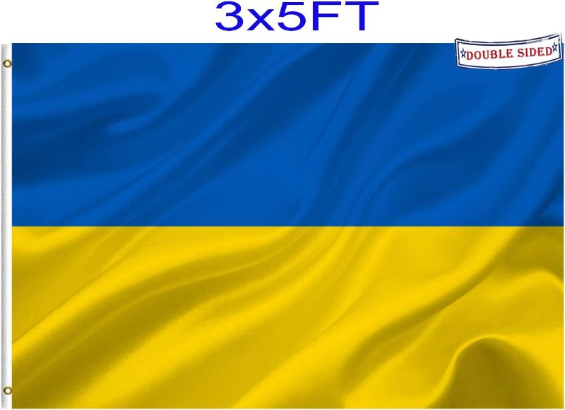 Photo 1 of Outdoor Double Sided- Heavy Duty 3ply Ukrainian National Flags -Durable 4 Rows Stitched Canvas Header with 2 Brass Grommets