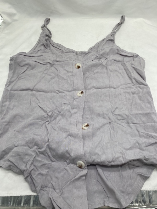 Photo 2 of Women Button Down Tank Tops Loose Casual V Neck Strappy Summer Sleeveless Shirts Blouses size MEDIUM