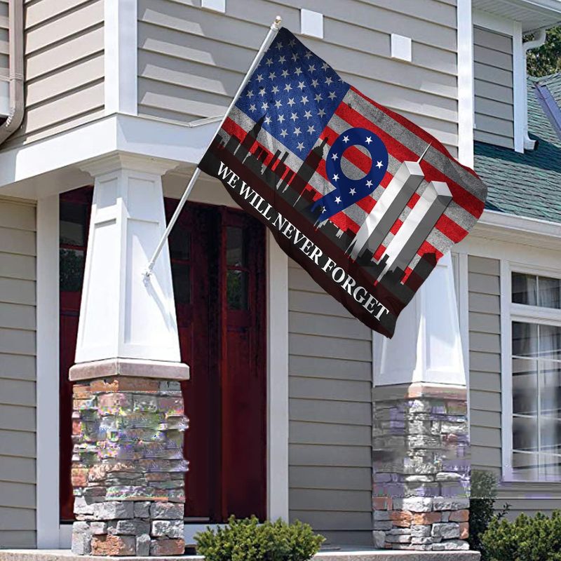 Photo 1 of 911 Flag,We will Never Forget September 11Th Flag,Patriot Day 343 Flag,Memory 9/11/2001 Patriotic American National Memorial Remembrance Outdoor Sign House Banner Yard Lawn Decor 3x5 Ft B