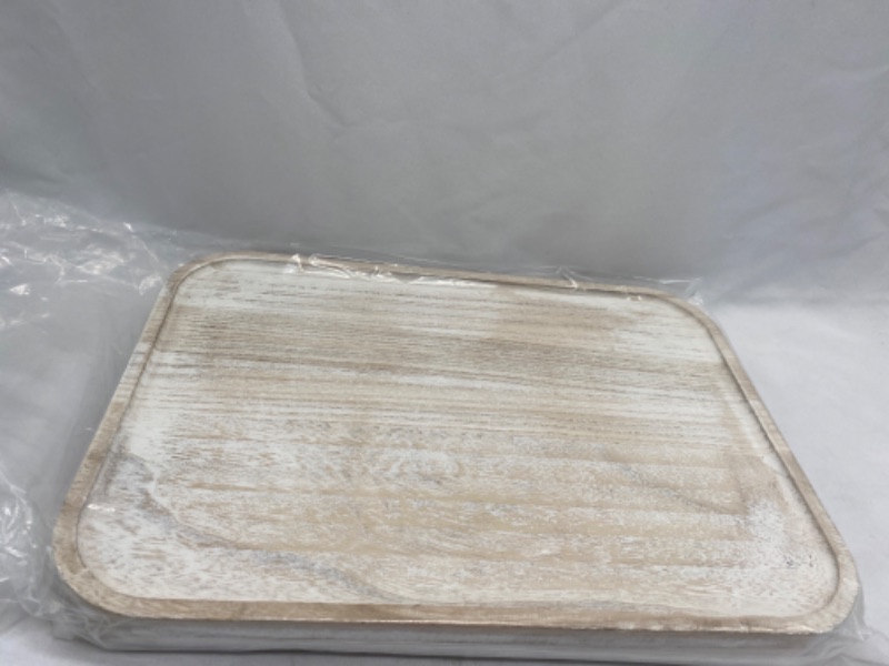 Photo 2 of SEE IMAGE 
White Square Acacia Wood Plate,Wooden Plate Dinner Server Trays Dessert Platter Cookie Snack Plate,