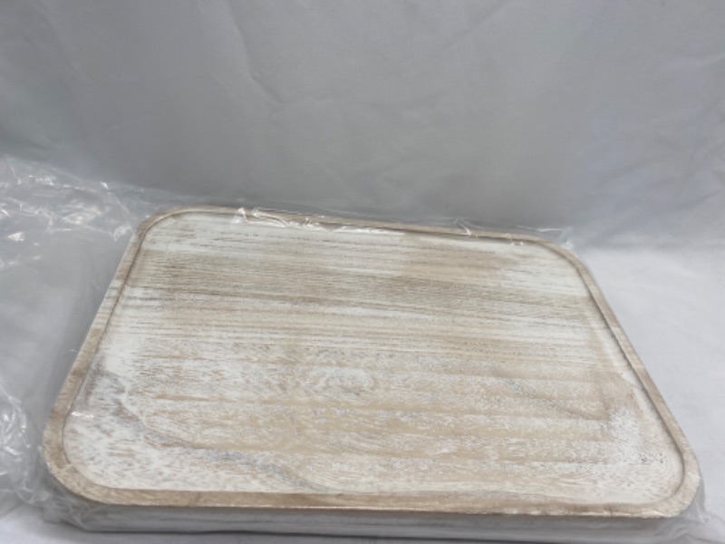 Photo 1 of SEE IMAGE 
White Square Acacia Wood Plate,Wooden Plate Dinner Server Trays Dessert Platter Cookie Snack Plate,