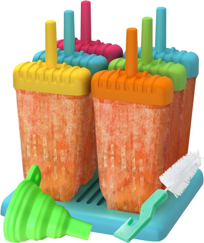 Photo 1 of Ozera Reusable Popsicle Molds Ice Pop Molds Maker - Set of 6 - With Silicone Funnel & Cleaning Brush - Assorted Colors