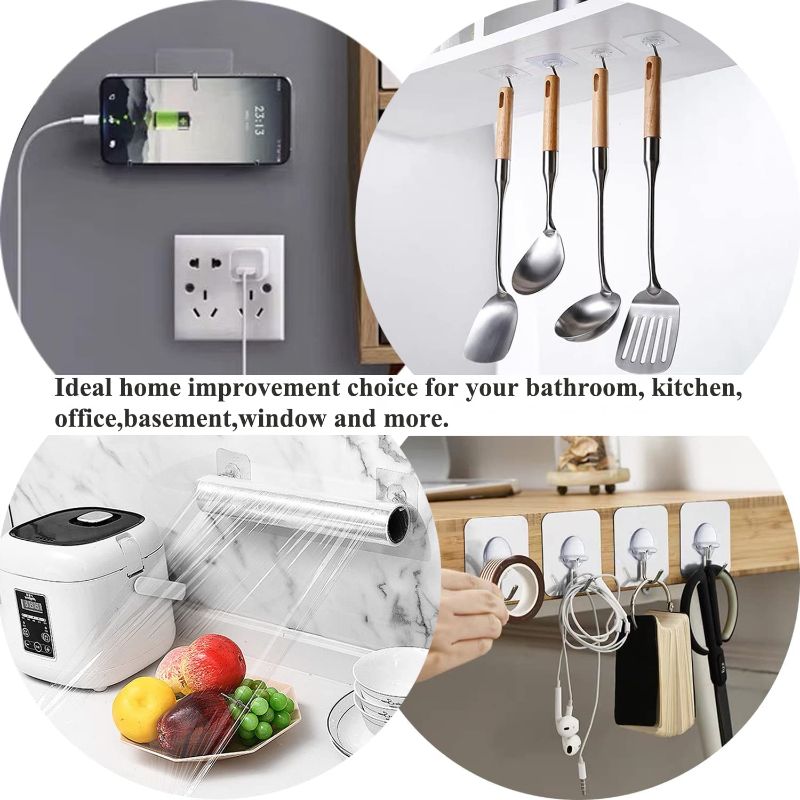 Photo 1 of 6  Finger Wet Sponge Cup Moistener Fingertip Moistener for Money Cashier Bank Counting Papers Dollar Blue

Large Adhesive Hooks 44Ib(Max), Waterproof and Rustproof Wall Hooks for Hanging Heavy Duty, Transparent Reusable Seamless Hooks Nail Free Sticky Han