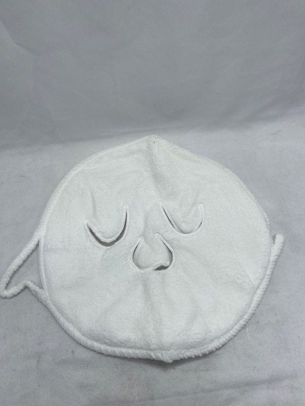 Photo 2 of 3 Holes Towel Mask Reusable Face Towel Mask Cold Hot Compress Facial Steamer Moisturizing Beauty Skin Care Spa Towels for Facial Steamer Mask