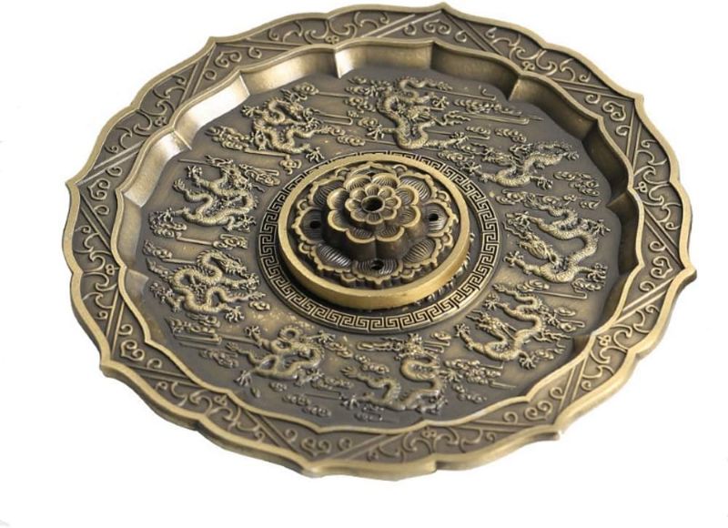Photo 1 of intage Style Nine Dragon Brass Incense Burner Stick Incense Burner Holder with Ash Catcher Tray for Home Décor Aromatherapy