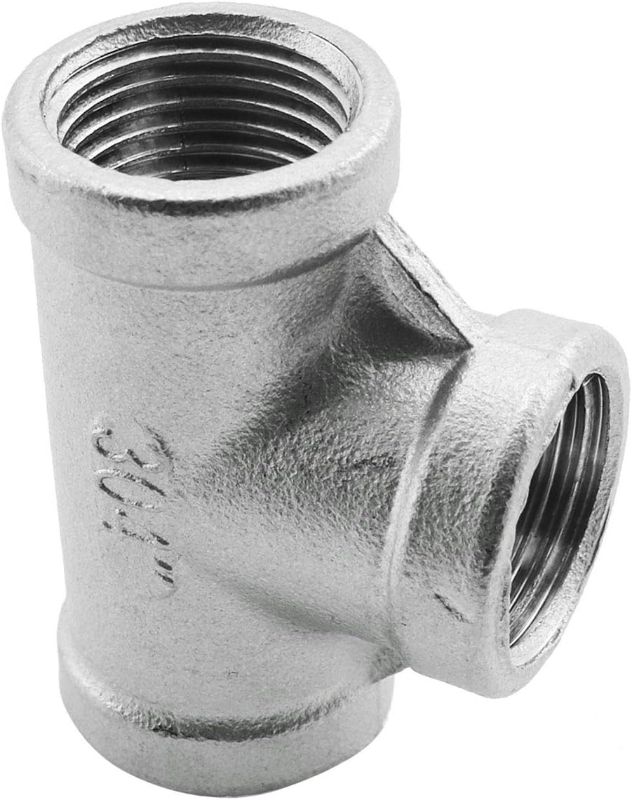 Photo 1 of heyous 304 Stainless Steel Female Threaded 3 Way Tee T Pipe Fitting NPT 1/2 Inch Threaded Connector
2 pack