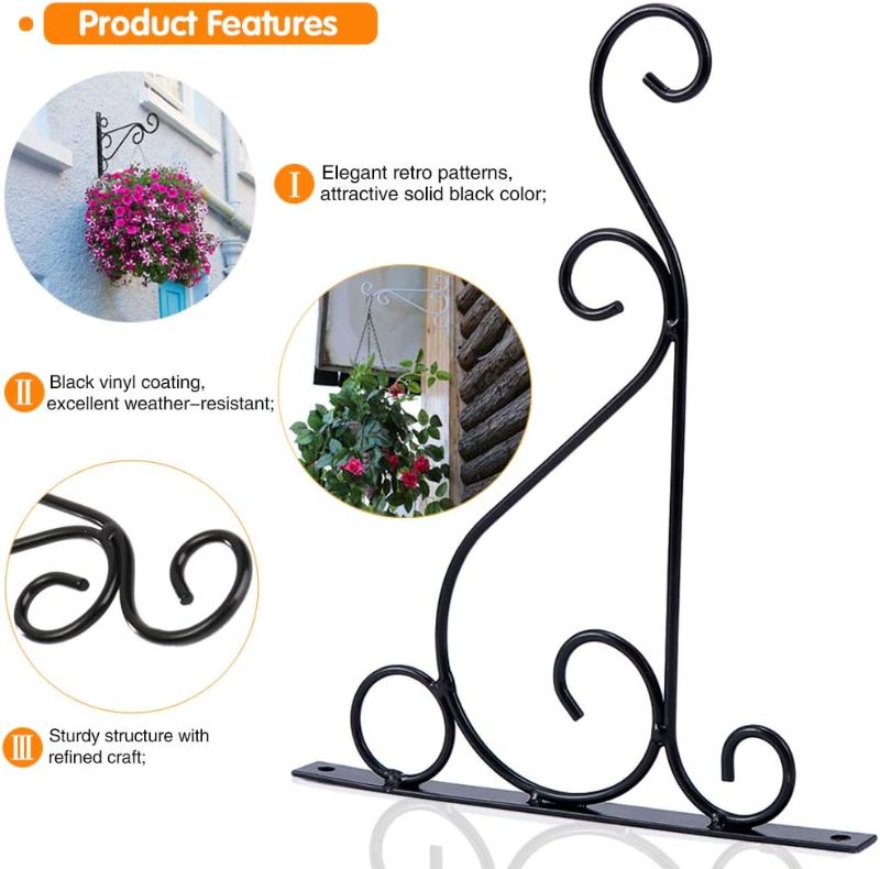 Photo 1 of Black Iron Outdoor Hanging Brackets Wall Hooks for Bird Feeder Lanterns Wind Chimes