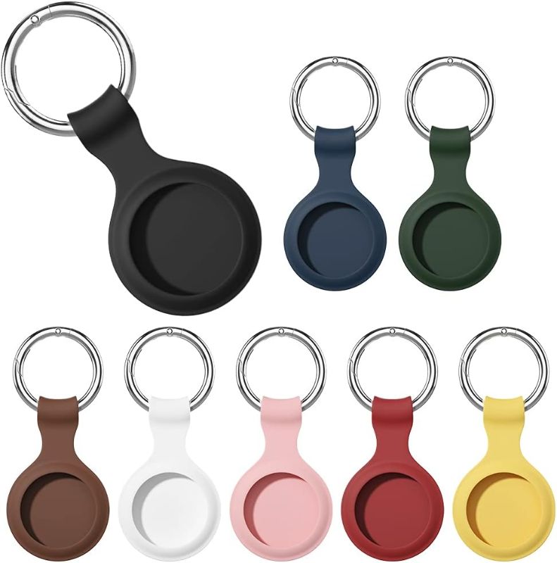 Photo 1 of Compatible for AirTag Case Keychain,Silicone Protective Cover Secure Holder with Key Ring-8 Pack (8 Color)