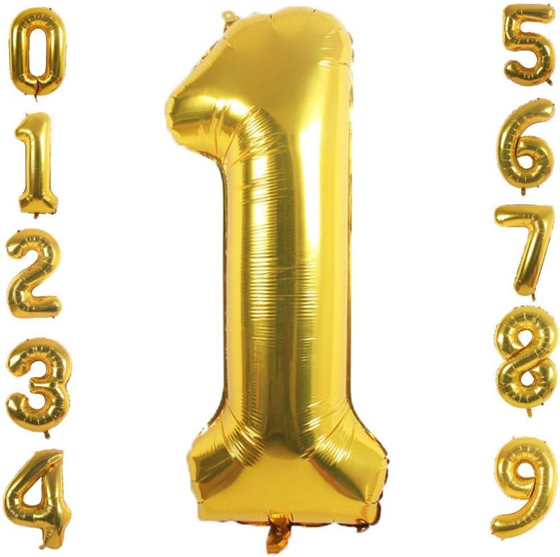 Photo 1 of 3 Pack Of Gold Foil Balloons Number 1, 42 inch