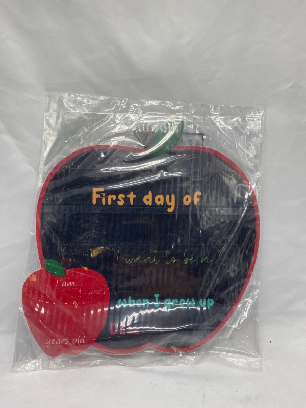 Photo 2 of First and Last Day of School Reversible Chalkboard, Reusable Photo Sharing Prop with Chalk, Celebrate School Memories and Milestones, Apple Back to School Sign