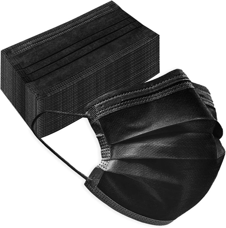 Photo 1 of 2 PACK
50 PCS Black Disposable Face Masks 3-Ply Filter Earloop Mouth Cover, Face Mask