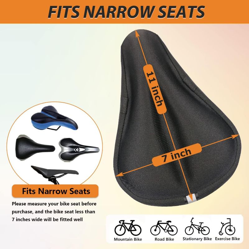 Photo 4 of Bike Seat Cover Gel Padded Bike Seat Cushion Comfort Bicycle Seat Cushion Cover for Men Women with Peloton On, Outdoor & Indoor
