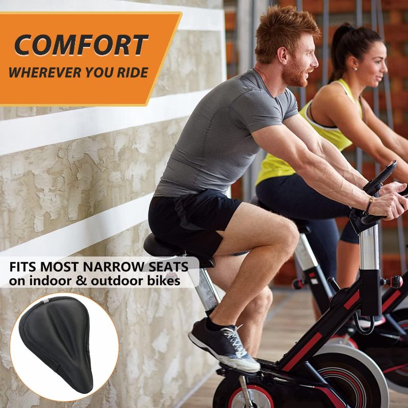 Photo 3 of Bike Seat Cover Gel Padded Bike Seat Cushion Comfort Bicycle Seat Cushion Cover for Men Women with Peloton On, Outdoor & Indoor
