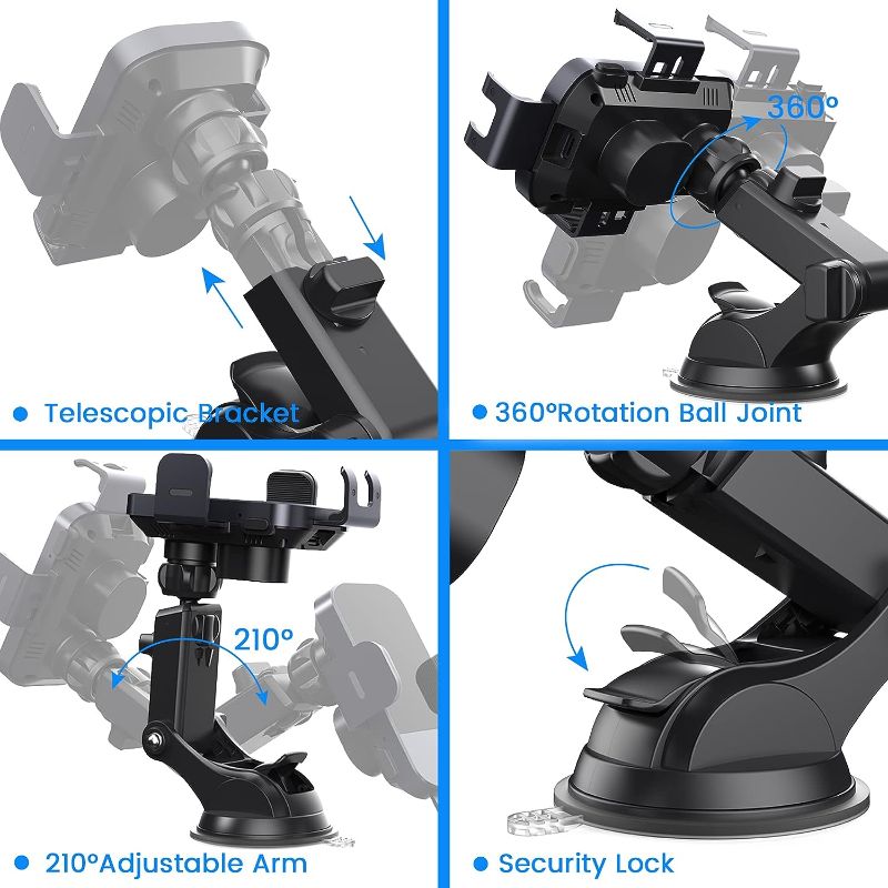 Photo 2 of Wireless Car Charger, Qi Fast Charging Auto Clamping Car Charger Phone Holder Mount,  Cell Phone Holder Car Mount for iPhone 15 14 13 12 11 Pro Max Xs, Galaxy S23 Ultra
