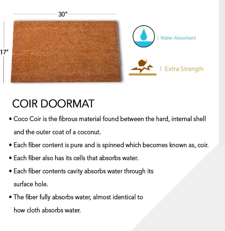 Photo 2 of PLUS Haven Coco Coir Door Mat with Heavy Duty Backing, Natural Welcome Doormat, 17.5”x30”, Doormat Outdoor Entrance, Front Porch Door Mat, Easy to Clean Entry Mat, Outdoor and Indoor Uses, Home Decor
