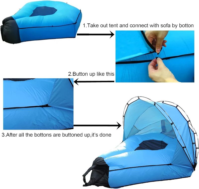 Photo 1 of XLTTYWL 2 Person Inflatable Lounger Air Couch, Portable,Water Proof& Anti-Air Leaking Air Sofa with Canopy for Camping, Hiking, Beach,Travelling, Outdoor Cencerts Camping Compression Sacks
