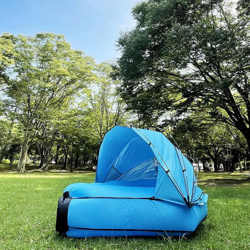 Photo 1 of XLTTYWL 2 Person Inflatable Lounger Air Couch, Portable,Water Proof& Anti-Air Leaking Air Sofa with Canopy for Camping, Hiking, Beach,Travelling, Outdoor Cencerts Camping Compression Sacks
