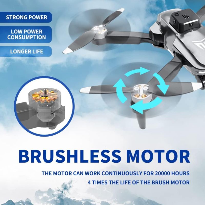 Photo 3 of Brushless Motor Drone with Camera-4K FPV Foldable Drone with Carrying Case,2 batteries provide a total of 40 mins of battery life,120° Adjustable Lens,One Key Take Off/Land,Altitude Hold,360° Flip,Toys Gifts for Kids and Adults,Upgrade WiFi Transmission,O