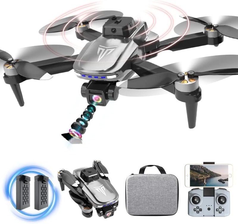 Photo 2 of Brushless Motor Drone with Camera-4K FPV Foldable Drone with Carrying Case,2 batteries provide a total of 40 mins of battery life,120° Adjustable Lens,One Key Take Off/Land,Altitude Hold,360° Flip,Toys Gifts for Kids and Adults,Upgrade WiFi Transmission,O