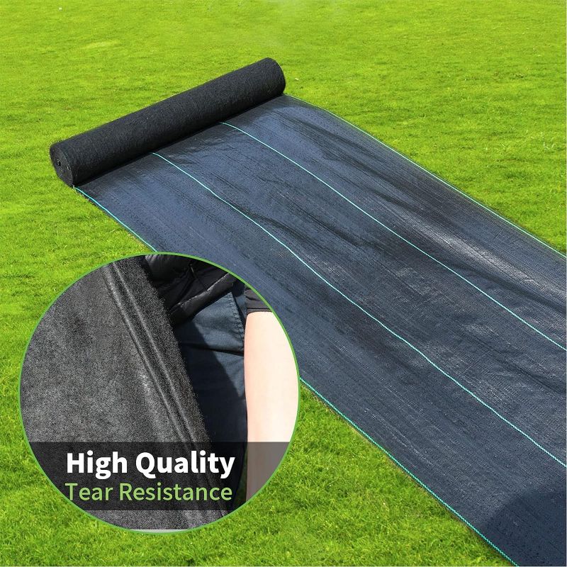 Photo 3 of GDNaid 4ftx100ft Weed Barrier Landscape Fabric Heavy Duty, Premium 3.2oz Garden Weed Barrier, Easy Setup & Durable Woven Weed Control Landscaping Fabric
