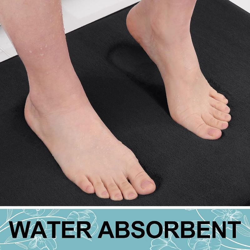 Photo 1 of Memory Foam Bath Mat, Super Soft Absorbent Bathroom Rugs Non Slip Bath Rug Runner for Shower Bathroom Floor, Black

