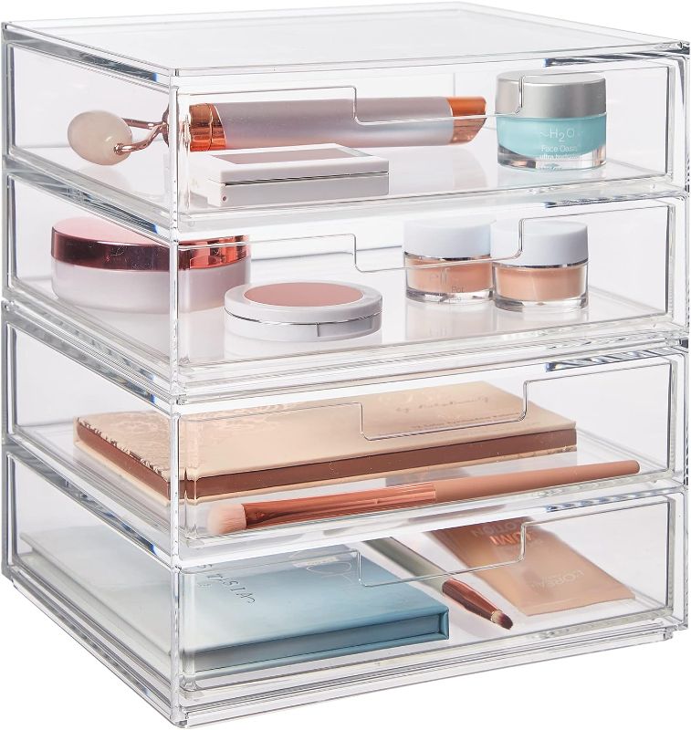 Photo 3 of Chloe 5 Drawer Clear Makeup Organizer | Sort Cosmetics and Beauty Supplies | Set Includes Two Stackable Double Drawer Units | 
